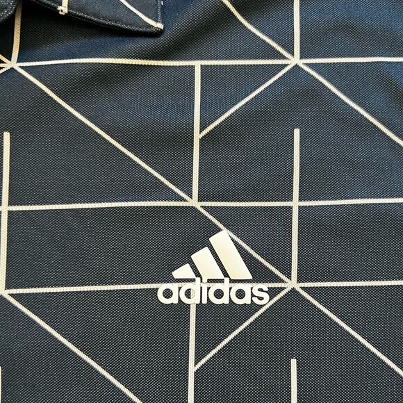 Adidas Men’s Performance Polo Size XL Golf All Over Print Geometric Blue - Picture 4 of 11